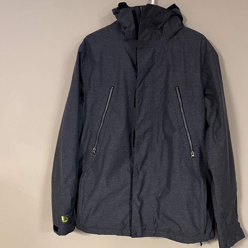 Burton Dark Gray Hooded snowboard jacket with armpit vents